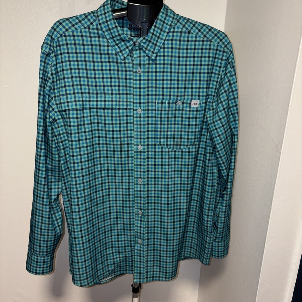 Field & Stream Shirt Men Large Multicolor Plaid Mesh Lined Vented Back Button-Up